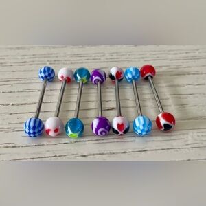 Colorful Barbell Tongue Rings